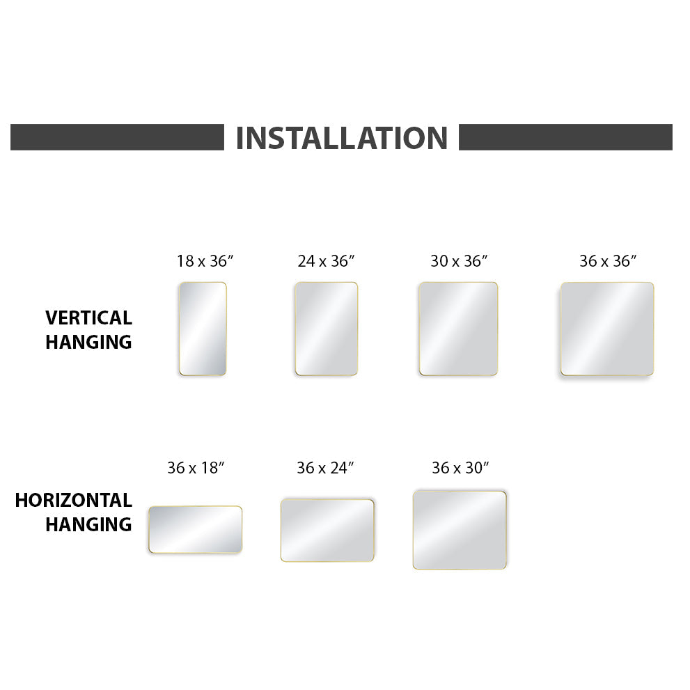 18" x 36" Metal Frame Wall-Mount Bathroom Mirror, Shatterproof in FM2