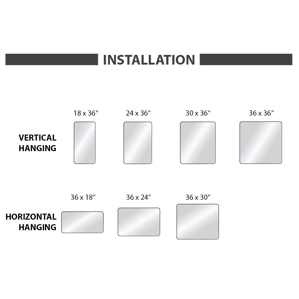 18" x 36" Metal Frame Wall-Mount Bathroom Mirror, Shatterproof in FM2