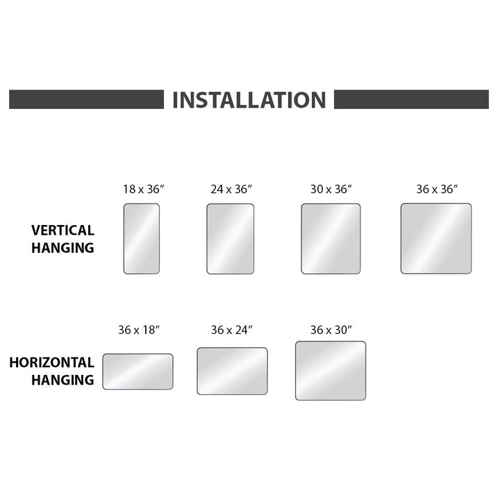 18" x 36" Metal Frame Wall-Mount Bathroom Mirror, Shatterproof in FM2