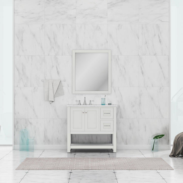 Alya Bath Wilmington 36" Freestanding Bathroom Vanity Cabinet in White
