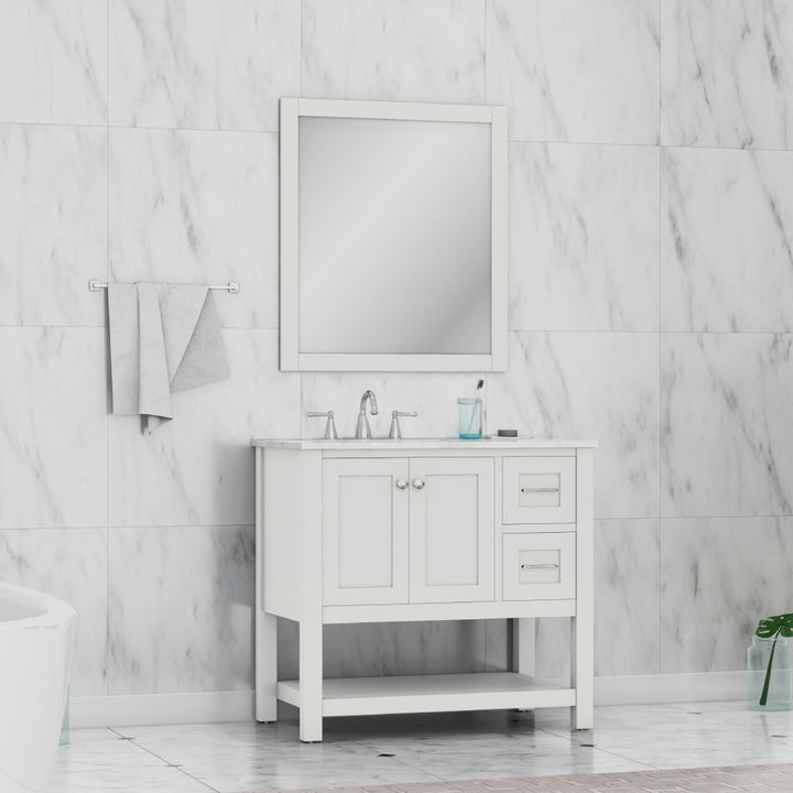 Alya Bath Wilmington 36" Freestanding Bathroom Vanity Cabinet in White | ANVE Kitchen &amp; Bath
