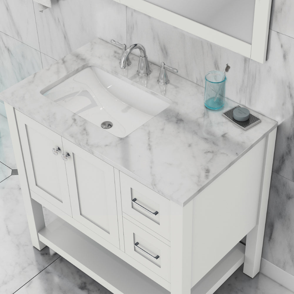 Alya Bath Wilmington 36" Freestanding Bathroom Vanity Cabinet in White