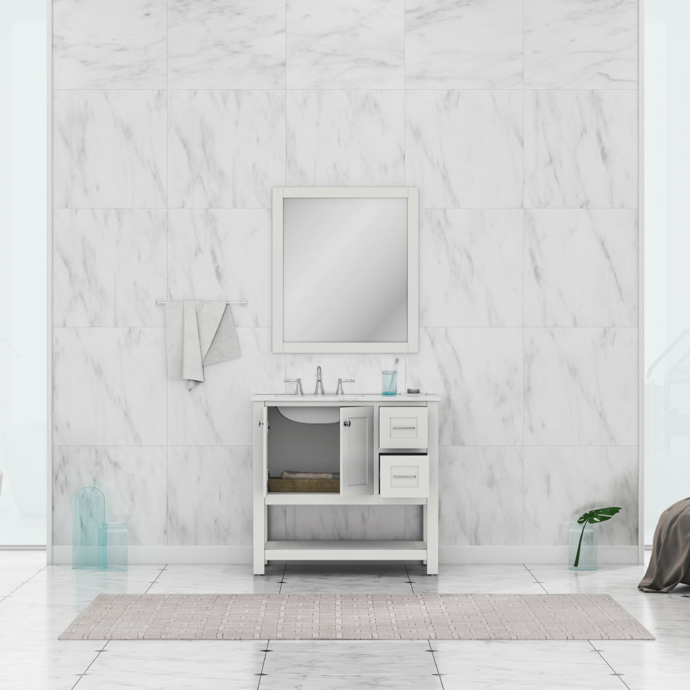 Alya Bath Wilmington 36" Freestanding Bathroom Vanity Cabinet in White