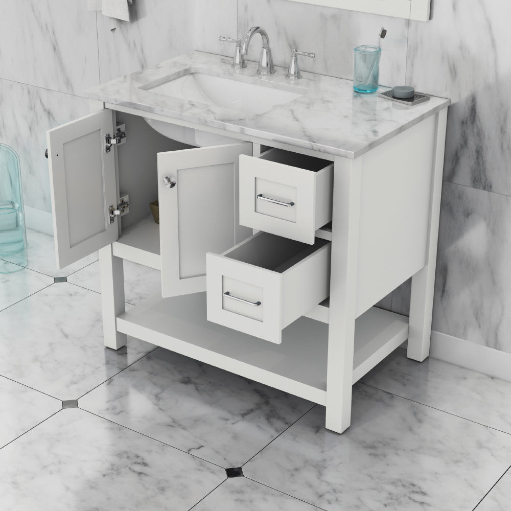 Alya Bath Wilmington 36" Freestanding Bathroom Vanity Cabinet in White
