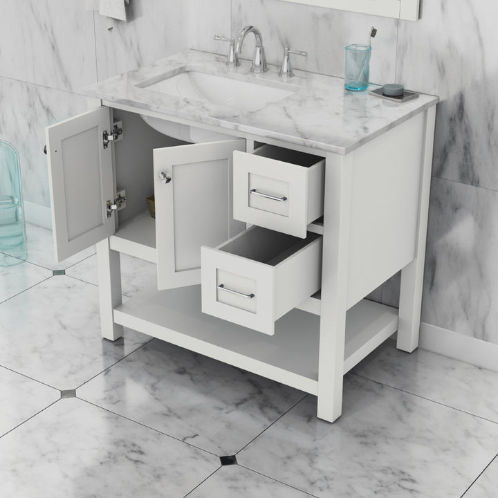 Alya Bath Wilmington 36" Freestanding Bathroom Vanity Cabinet in White