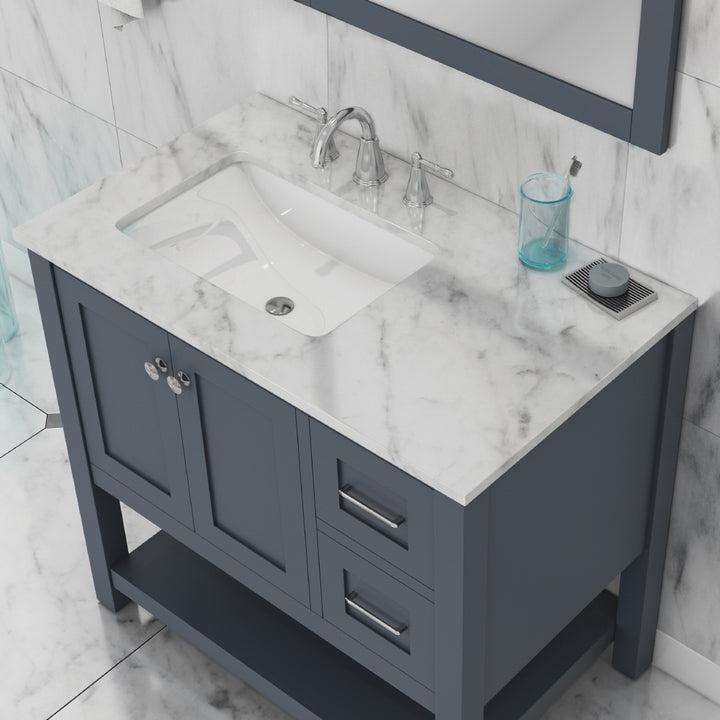 Alya Bath Wilmington 36" Freestanding Bathroom Vanity Cabinet in Gray