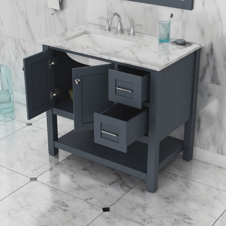 Alya Bath Wilmington 36" Freestanding Bathroom Vanity Cabinet in Gray