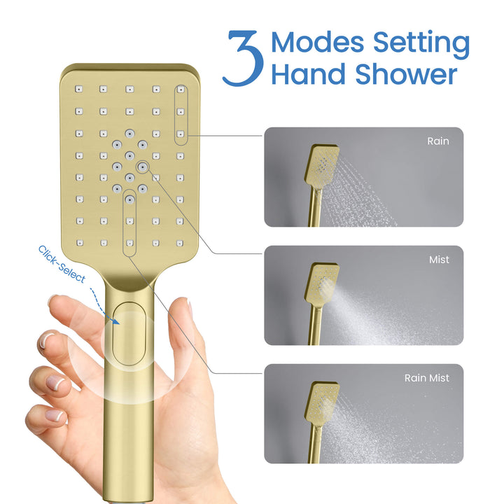 Quadro 3-Mode ABS Handheld Shower Head