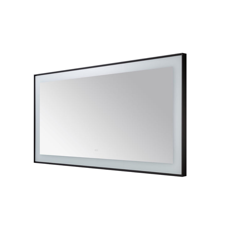 The Lexington 72 inch x 36 inch LED Lighted Slim Frame Mirror features a large rectangular design with a black frame and frosted edge, displayed against a white background.