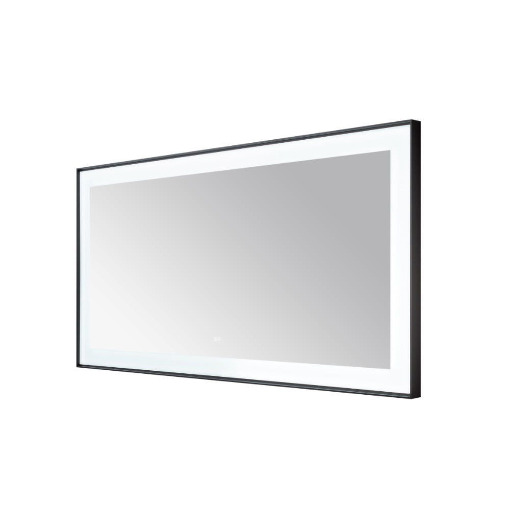 The Lexington 72 inch x 36 inch LED Lighted Slim Frame Mirror features a rectangular design with a slim black frame and built-in LED lighting around the edges, shown against a white background.