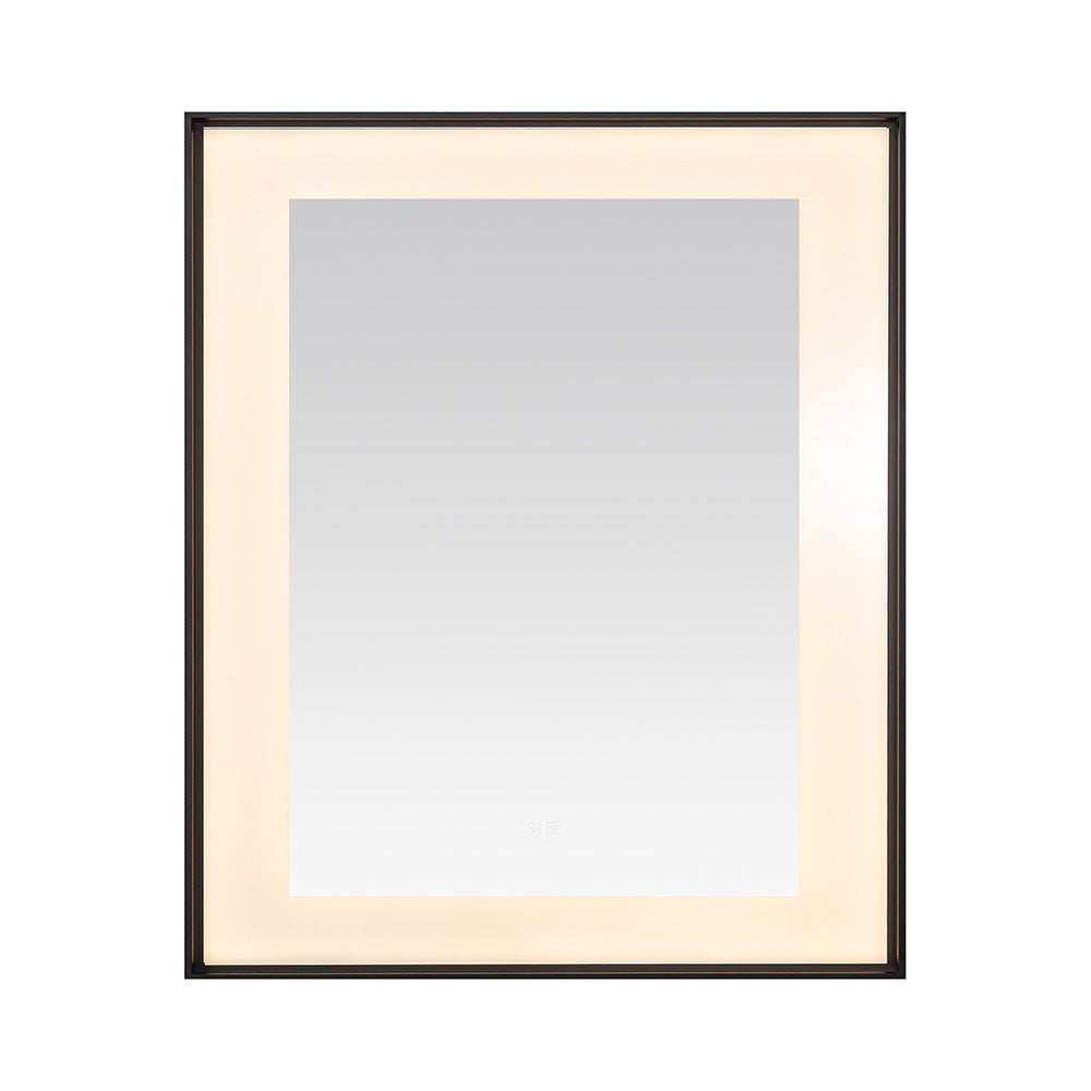 The Lexington 30 inch x 36 inch LED Lighted Slim Frame Mirror features a rectangular design with integrated LED lighting along the slim black frame, providing a subtle illuminated border against a plain white background.