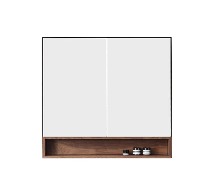 Bergen 36" Medicine Cabinet in Matte Black with Walnut Wood Shelf | ANVE Kitchen &amp; Bath
