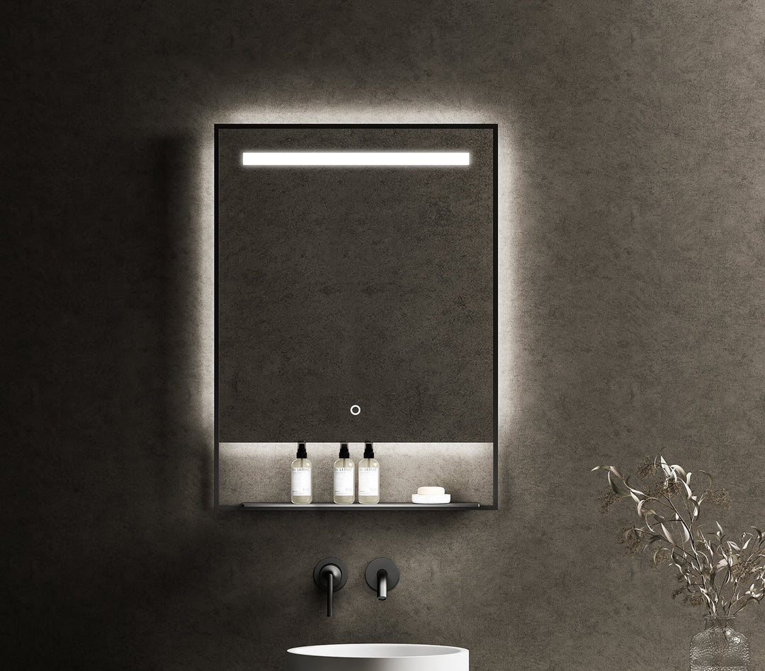 CAS 30" Round LED Bathroom Mirror in Matte Black