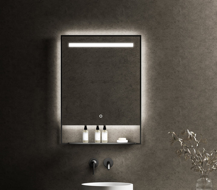 CAS 30" Round LED Bathroom Mirror in Matte Black