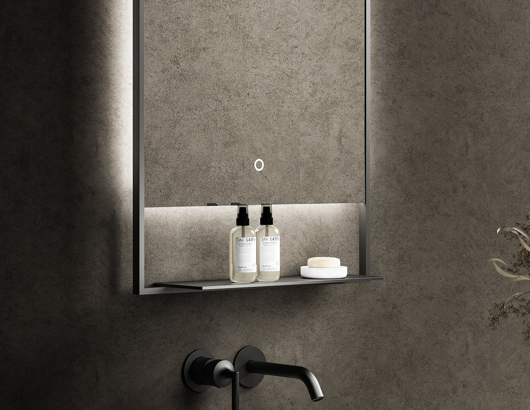 CAS 30" Round LED Bathroom Mirror in Matte Black
