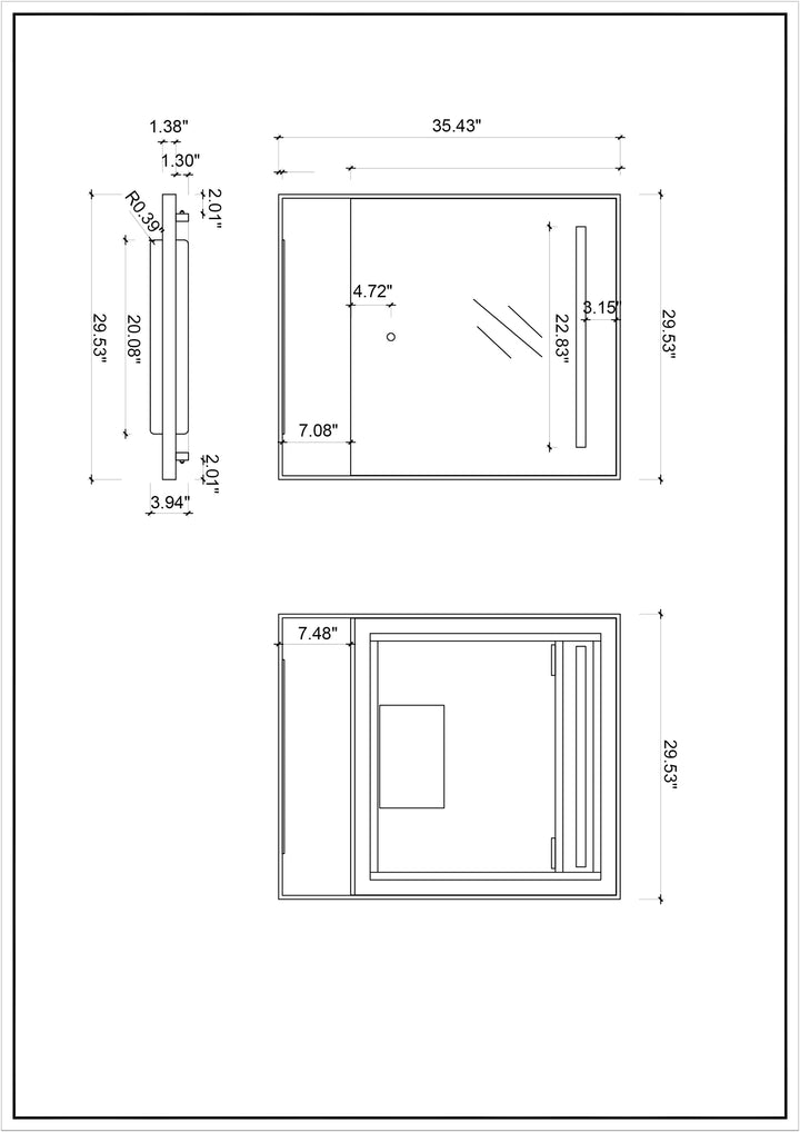 CAS 30" Round LED Bathroom Mirror in Matte Black