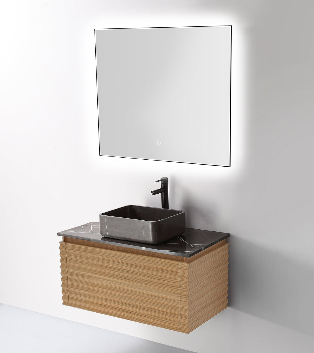Ocala 36" LED Bathroom Mirror in Matte Black