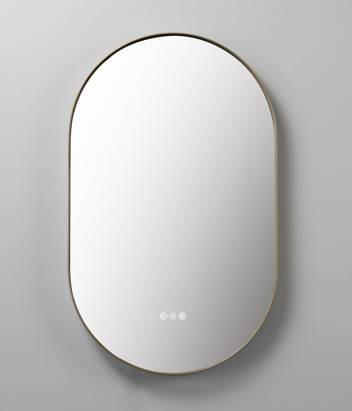 Shell 24" LED Bathroom Mirror in Dark Gold, Anti-Fog