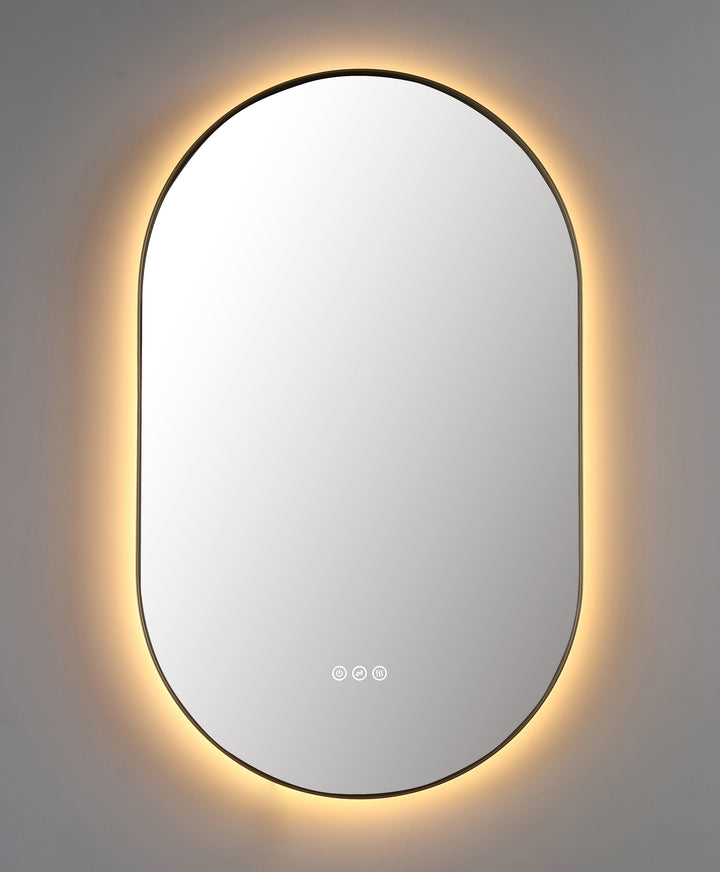 Shell 24" LED Bathroom Mirror in Dark Gold, Anti-Fog
