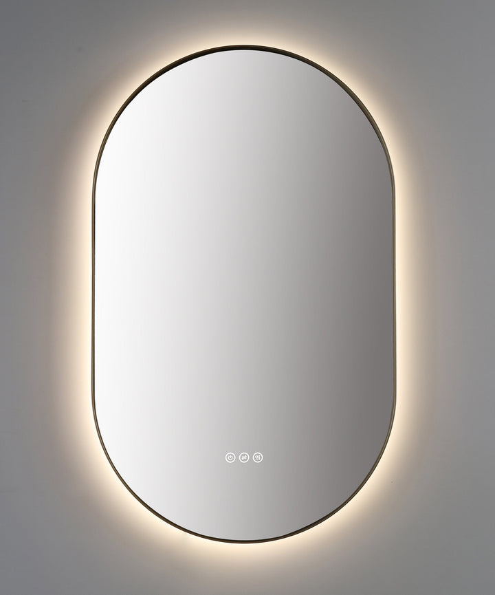 Shell 24" LED Bathroom Mirror in Dark Gold, Anti-Fog