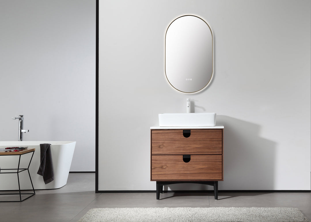 Shell 24" LED Bathroom Mirror in Dark Gold, Anti-Fog