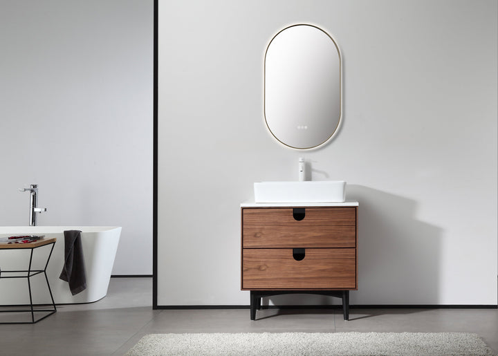 Shell 24" LED Bathroom Mirror in Dark Gold, Anti-Fog
