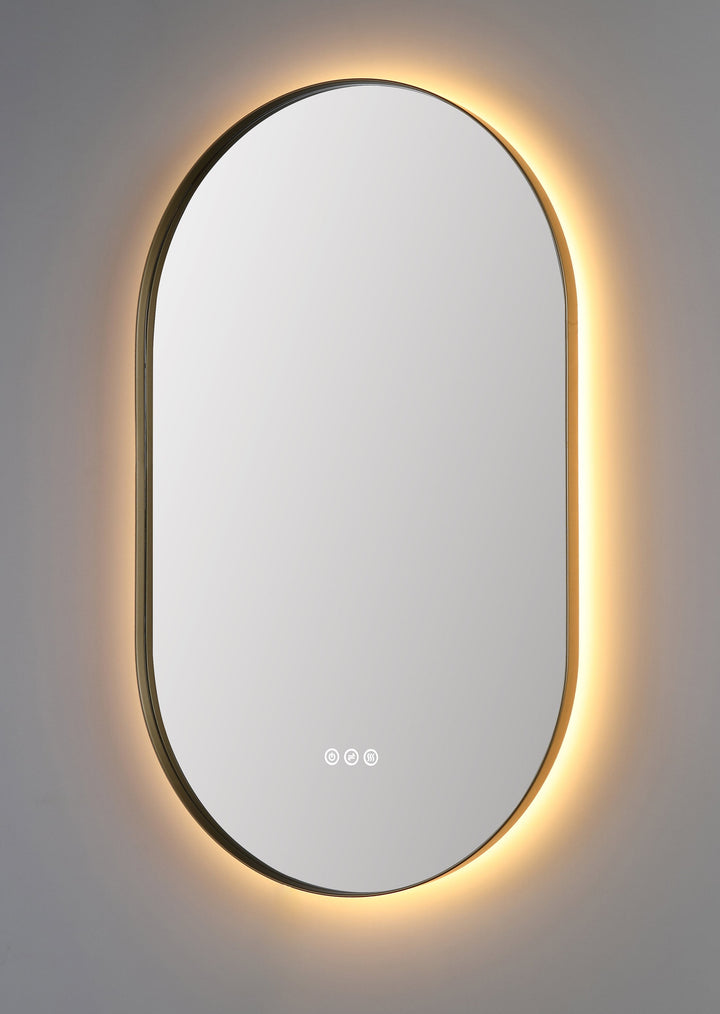 Shell 24" LED Bathroom Mirror in Dark Gold, Anti-Fog