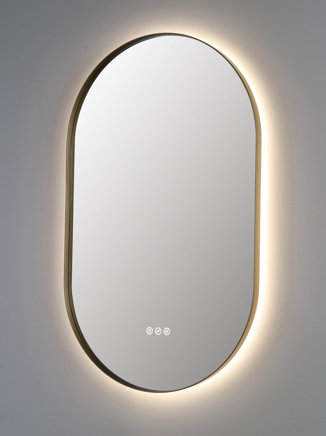 Shell 24" LED Bathroom Mirror in Dark Gold, Anti-Fog