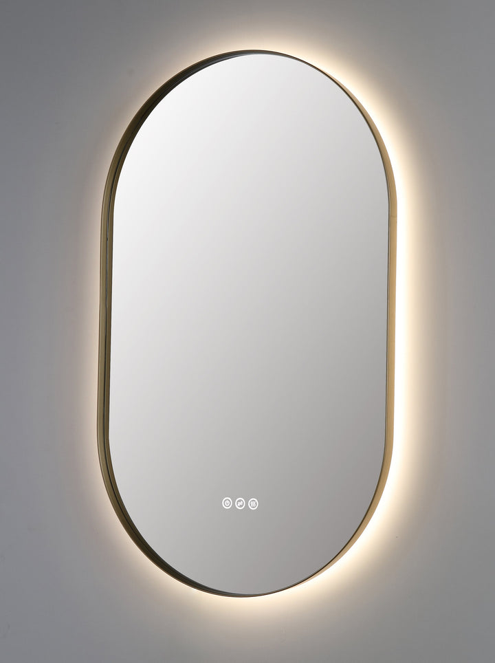 Shell 24" LED Bathroom Mirror in Dark Gold, Anti-Fog