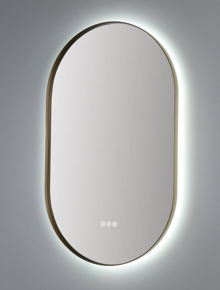 Shell 24" LED Bathroom Mirror in Dark Gold, Anti-Fog