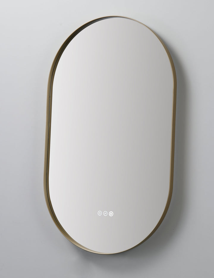 Shell 24" LED Bathroom Mirror in Dark Gold, Anti-Fog