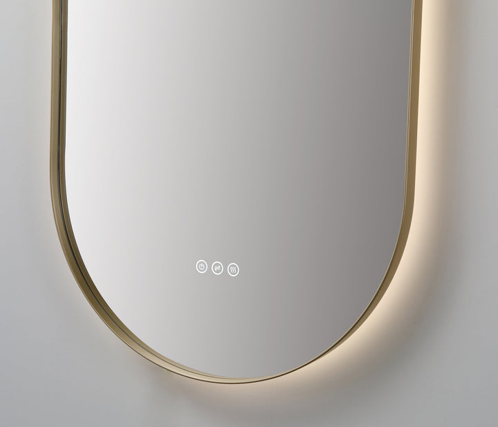 Shell 24" LED Bathroom Mirror in Dark Gold, Anti-Fog