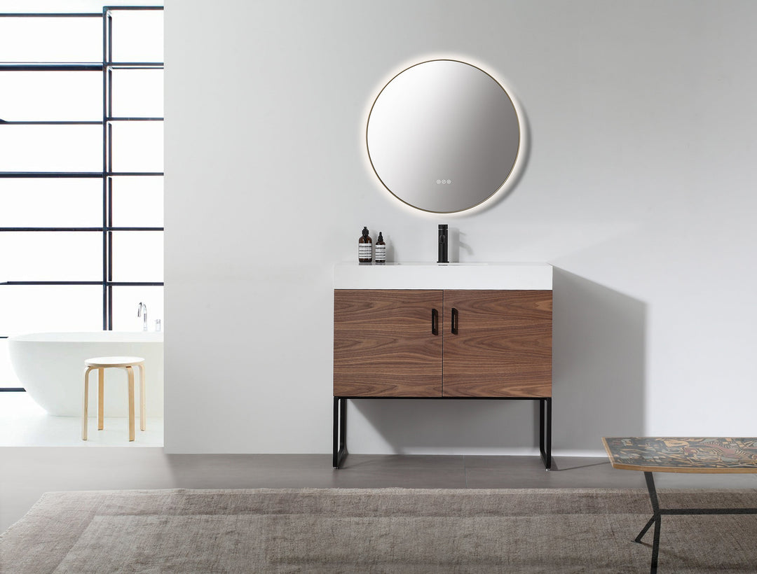Shell 30" LED Bathroom Mirror in Dark Gold, Anti-Fog