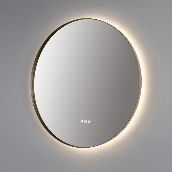Shell 30" LED Bathroom Mirror in Dark Gold, Anti-Fog