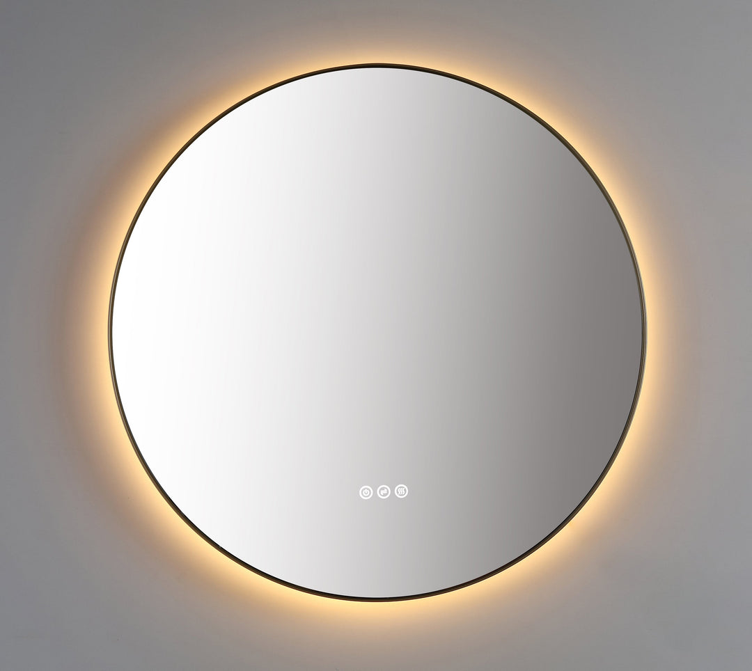 Shell 36" LED Bathroom Mirror in Dark Gold, Anti-Fog
