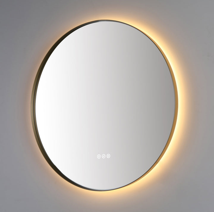Shell 36" LED Bathroom Mirror in Dark Gold, Anti-Fog