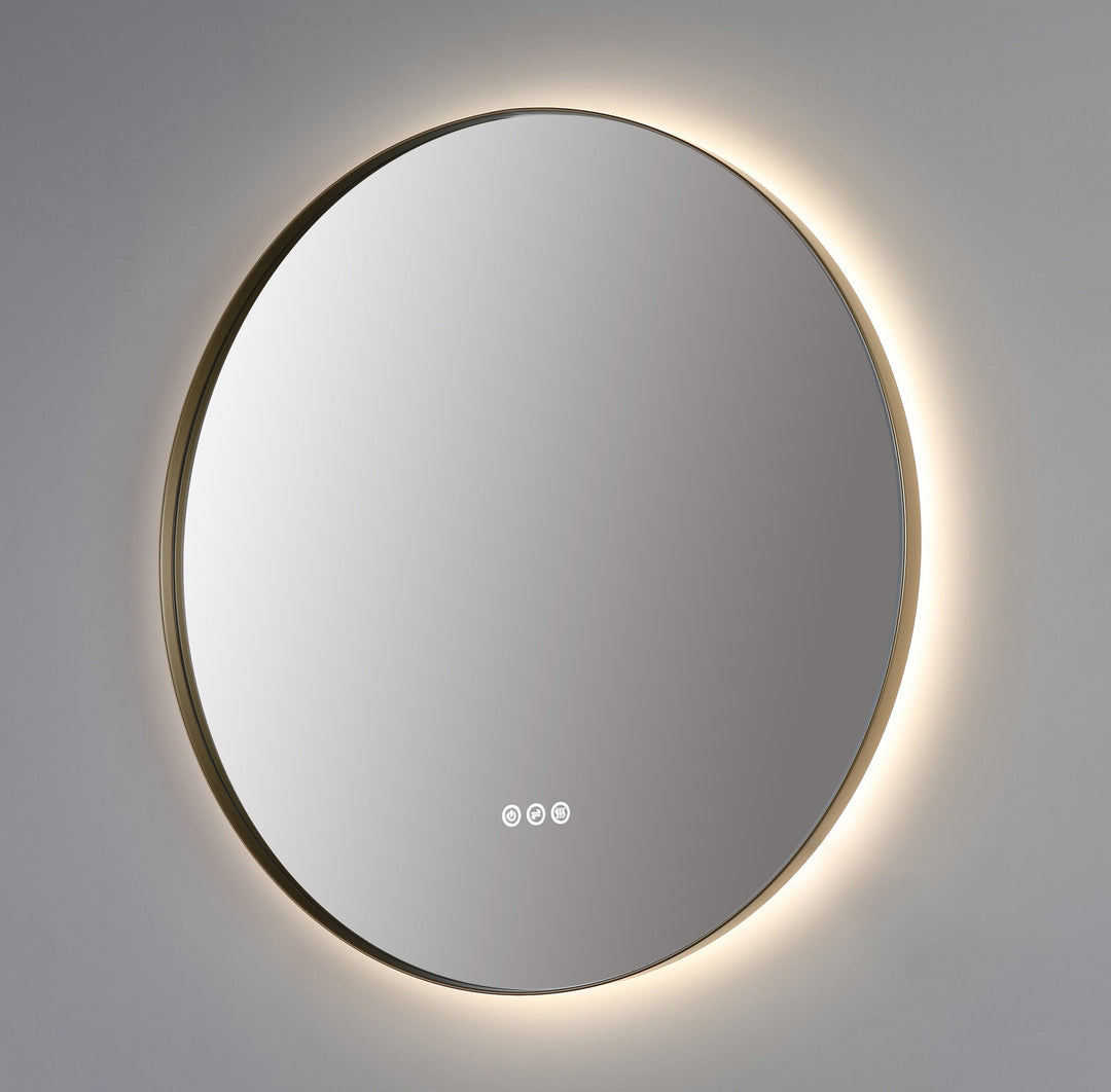 Shell 36" LED Bathroom Mirror in Dark Gold, Anti-Fog
