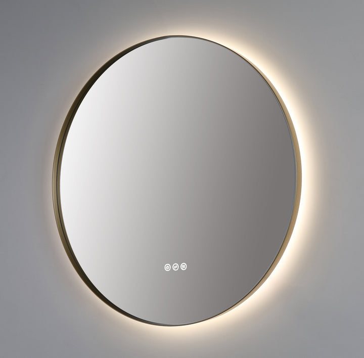 Shell 36" LED Bathroom Mirror in Dark Gold, Anti-Fog