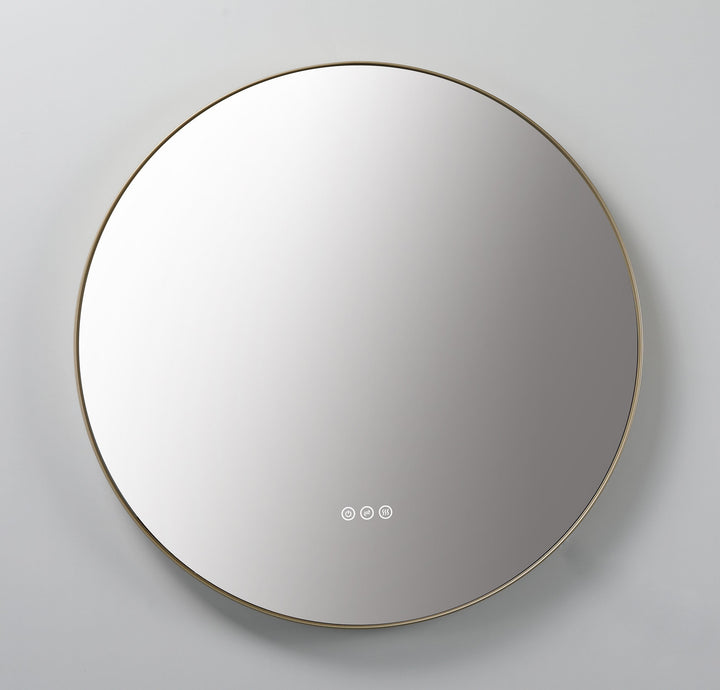 Shell 36" LED Bathroom Mirror in Dark Gold, Anti-Fog