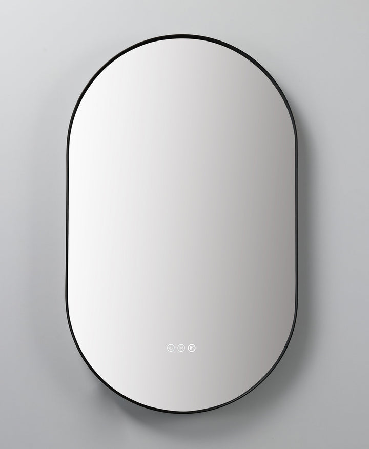 Shell 24" LED Bathroom Mirror in Matte Black, Anti-Fog