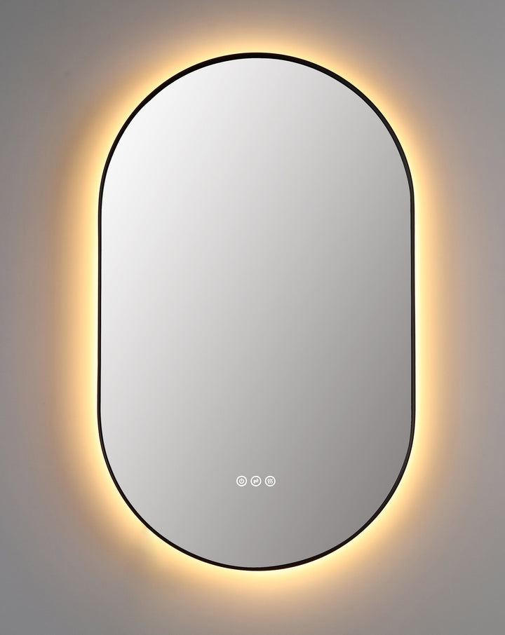 Shell 24" LED Bathroom Mirror in Matte Black, Anti-Fog