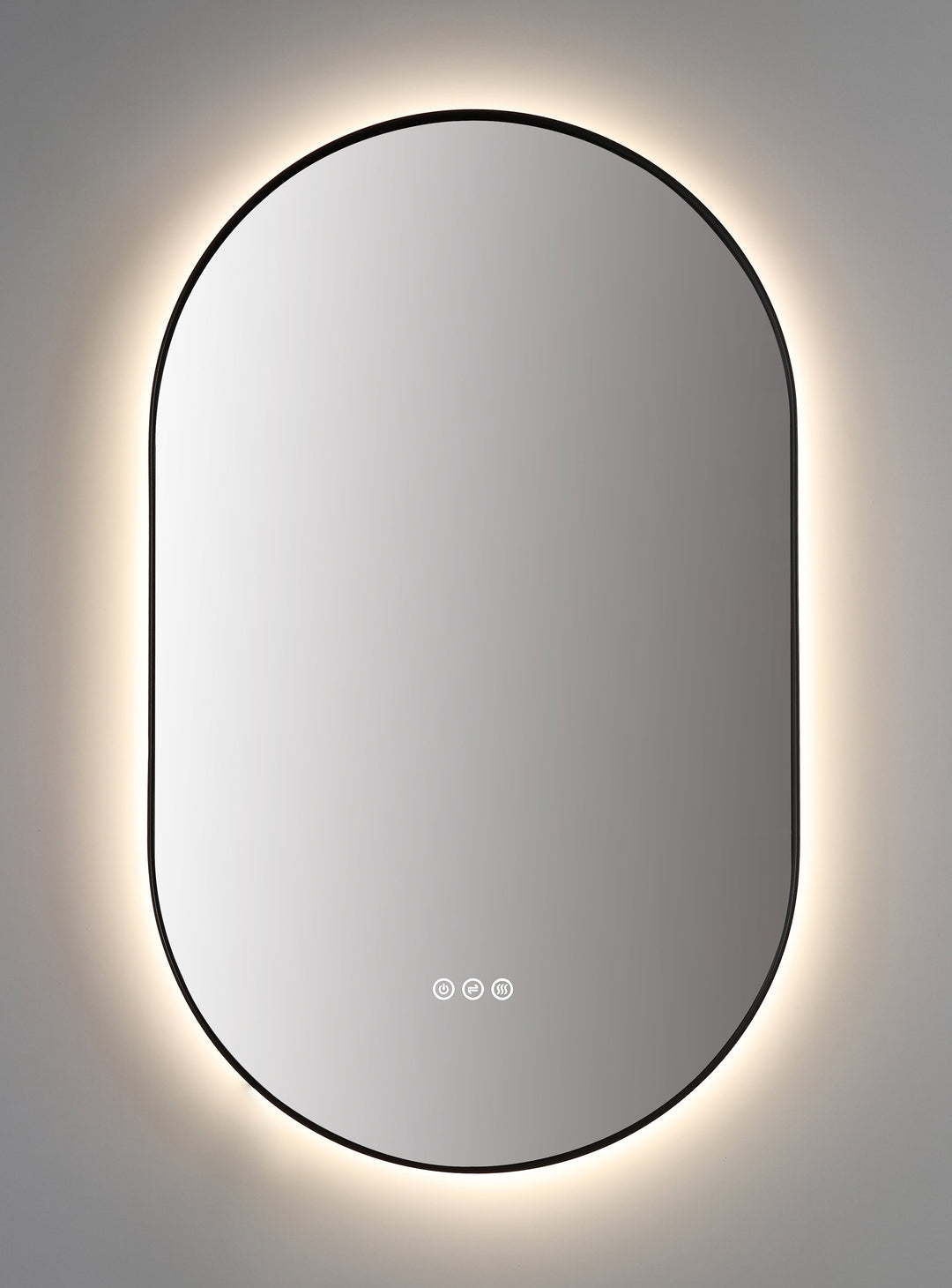 Shell 24" LED Bathroom Mirror in Matte Black, Anti-Fog