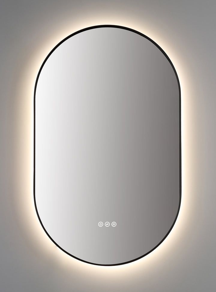 Shell 24" LED Bathroom Mirror in Matte Black, Anti-Fog