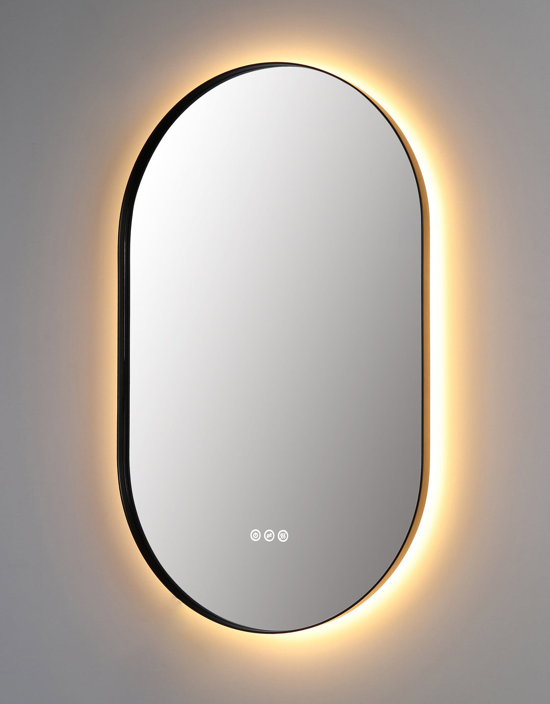 Shell 24" LED Bathroom Mirror in Matte Black, Anti-Fog