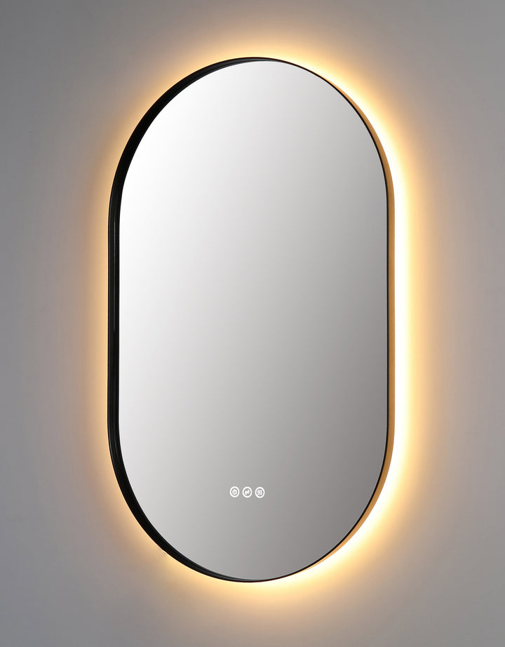Shell 24" LED Bathroom Mirror in Matte Black, Anti-Fog