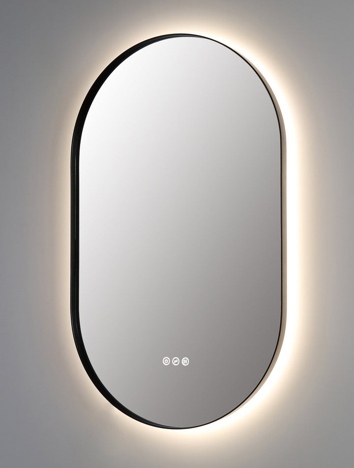 Shell 24" LED Bathroom Mirror in Matte Black, Anti-Fog