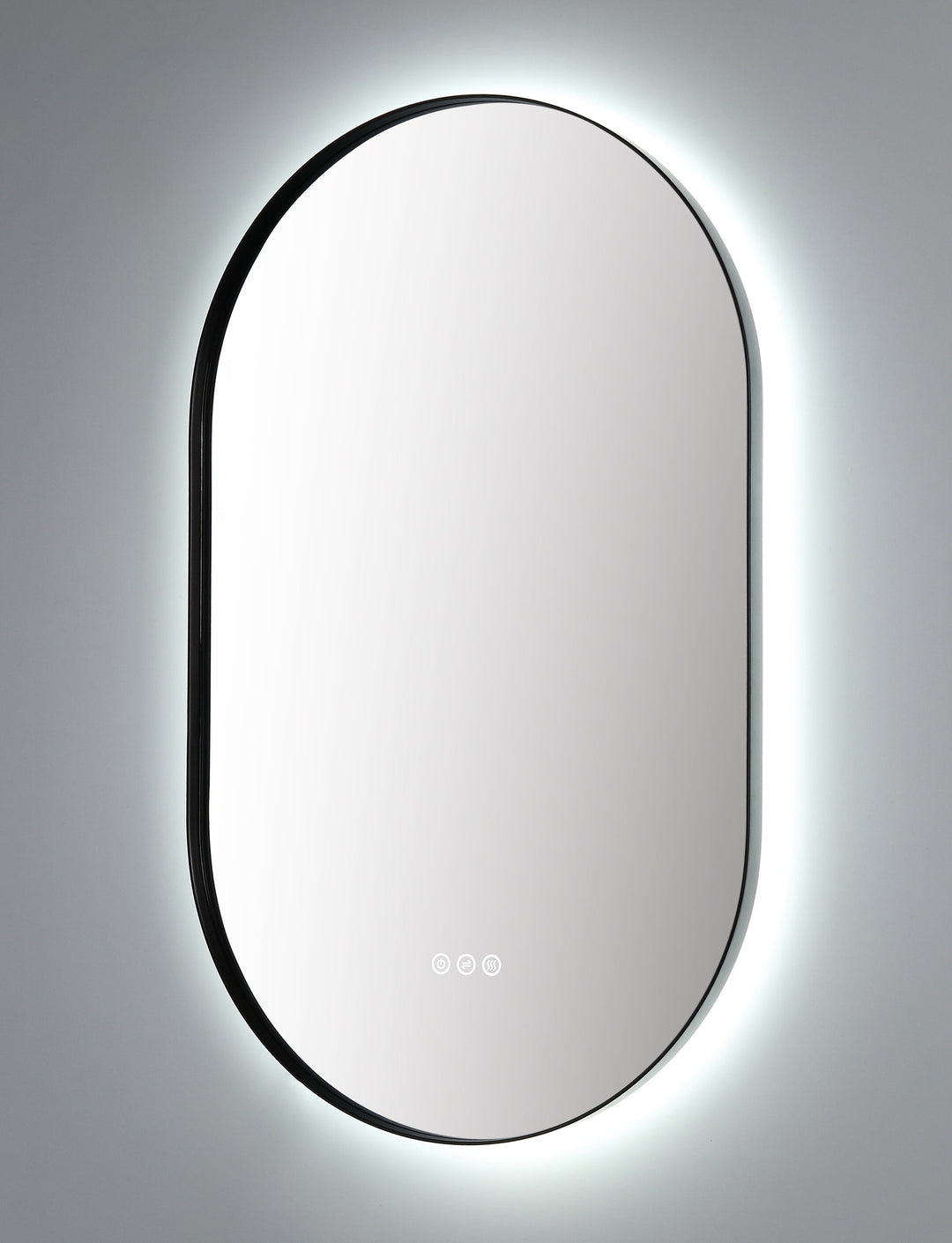 Shell 24" LED Bathroom Mirror in Matte Black, Anti-Fog