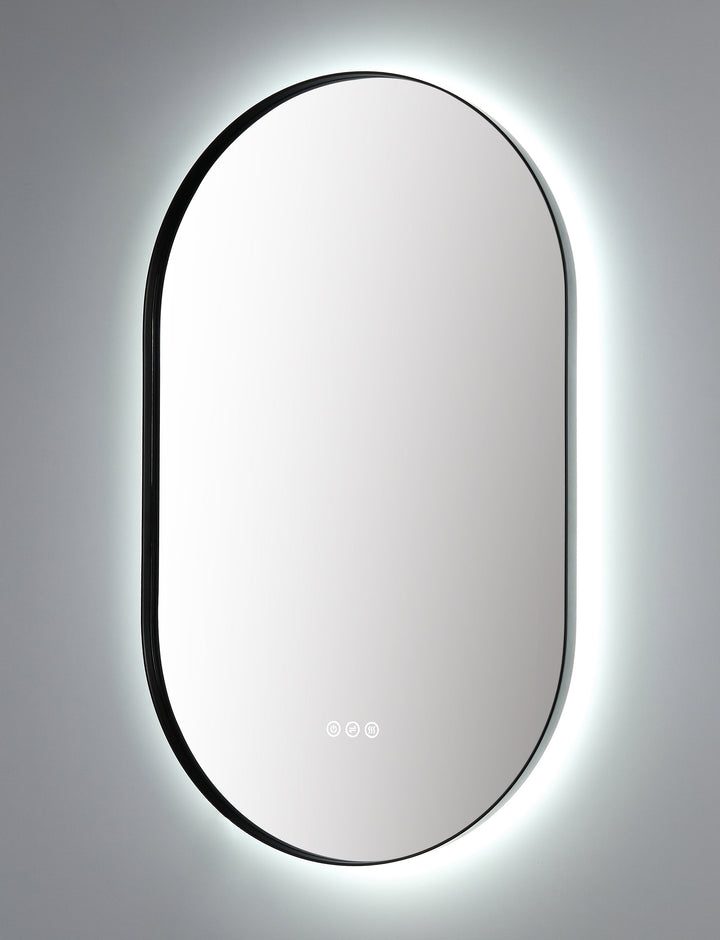Shell 24" LED Bathroom Mirror in Matte Black, Anti-Fog