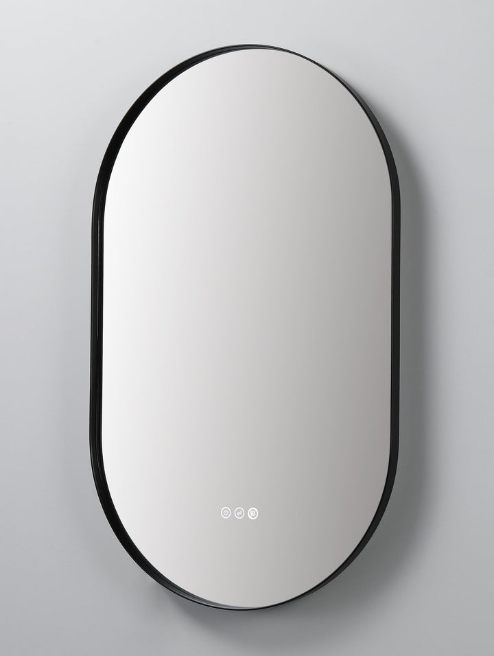 Shell 24" LED Bathroom Mirror in Matte Black, Anti-Fog
