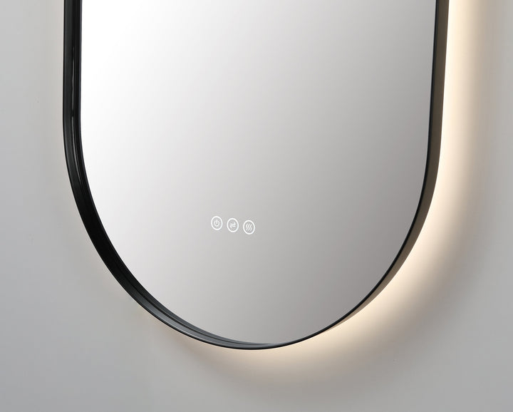Shell 24" LED Bathroom Mirror in Matte Black, Anti-Fog